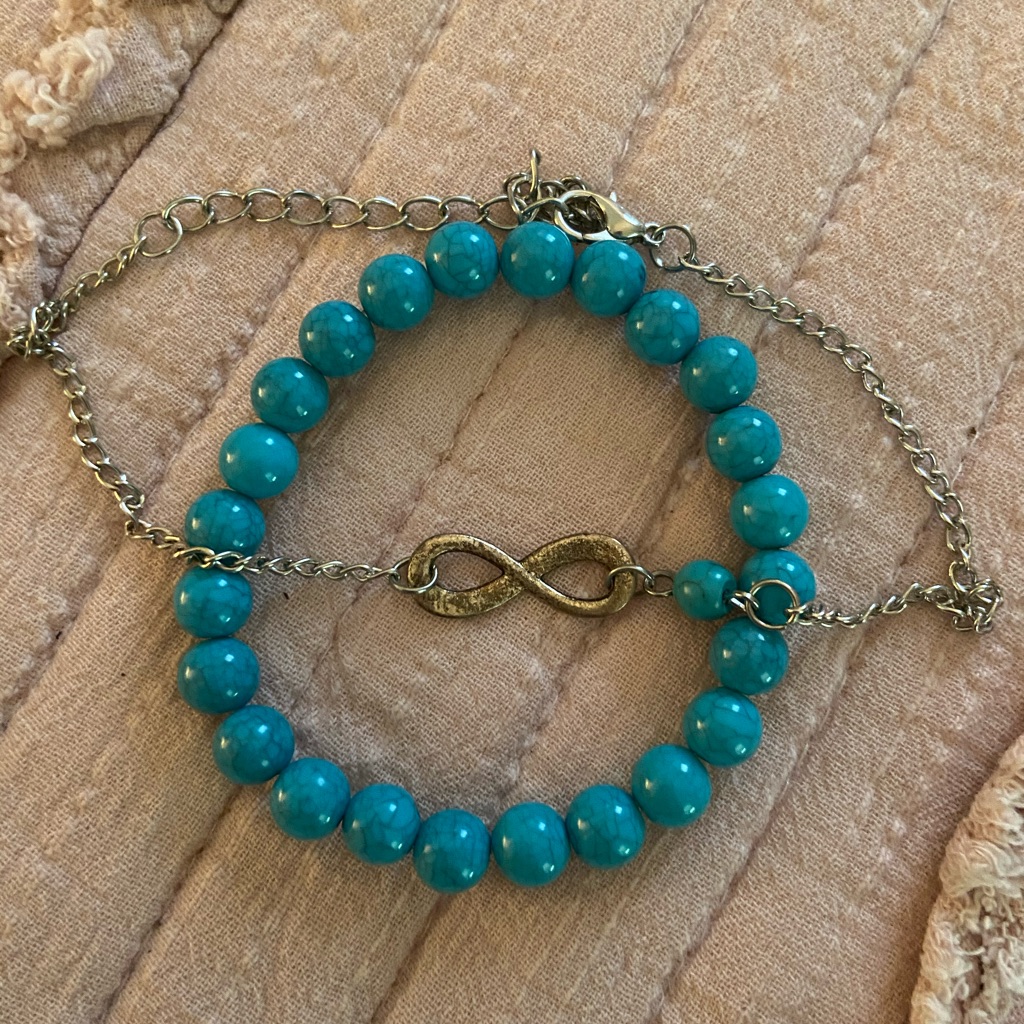 Turquoise Infinity Anklet Set